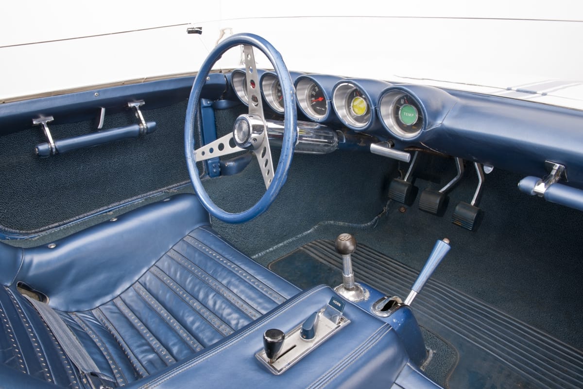 Mustang I instrument cluster with pale yellow and mint green dials
